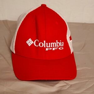 Columbia PFG Mens Red & White L/XL Fitted Hat Ball Cap